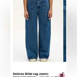 Delores Wide Leg Jeans: ORGANIC DENIM - Mid Wash Blue